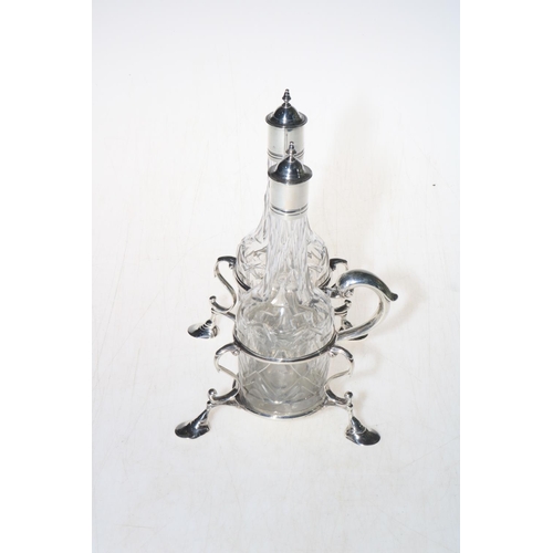 252 - George III silver Warwick cruet by William Skeen, London 1774, of strong form on four hoof feet, wit... 