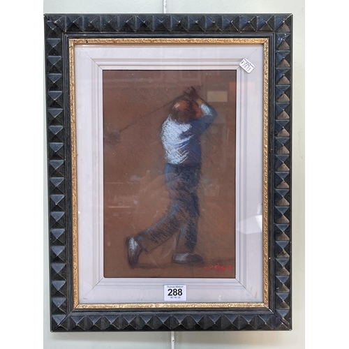 288 - John Mackie, Study of a Golfer, pastel, signed lower right, 29cm by 18.5cm, in glazed frame.