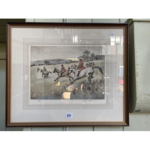 291 - Henry Wilkinson, Hunting Scene, limited edition print, signed and numbered in the margin, framed.