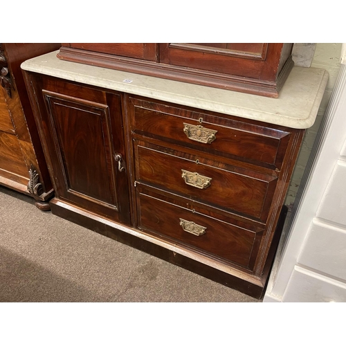 325 - Victorian mahogany marble topped washstand, 98cm by 106cm by 51cm.