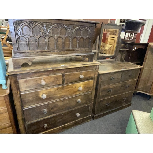 356 - Late Victorian dressing table and five drawer chest.