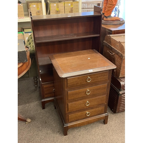 367 - Stag Minstrel four drawer pedestal chest and Stag single drawer open bookcase (2).