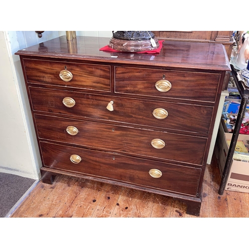 406 - Georgian mahogany chest of two short above three long graduated drawers on bracket feet, 93cm by 110... 