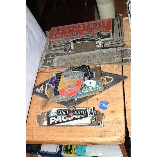 41 - Collection of vintage metal signs.