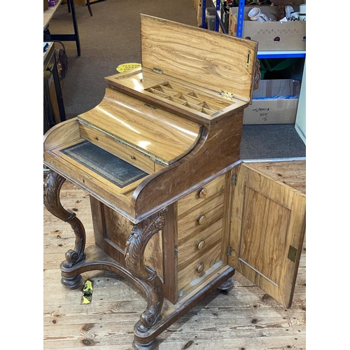 412 - Victorian mahogany piano top Davenport, the hinged lid enclosing stationery compartments, above a dr... 