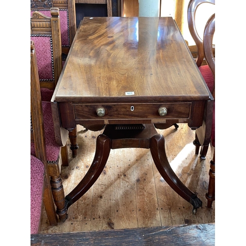 421 - 19th Century mahogany Pembroke table with frieze drawer, 72cm by 59cm by 103.5cm (leaves down).