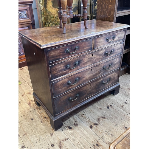 429 - Georgian mahogany chest of two short above three long graduated drawers on shaped bracket feet, 87cm... 