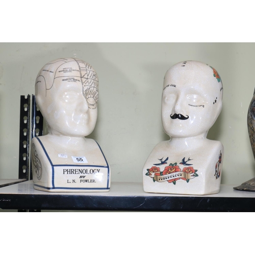 55 - Two Phrenology heads.