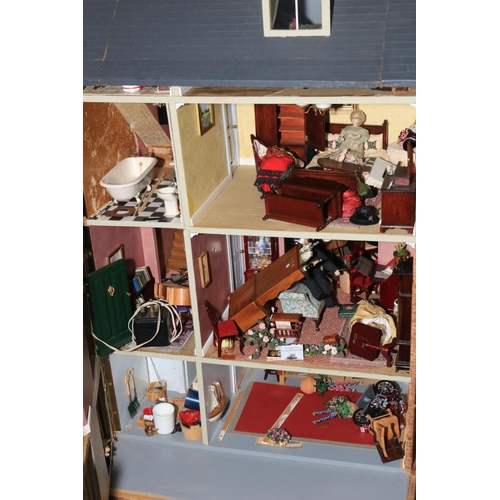 80 - Dolls house with accessories, 105cm high by 52cm length, by 67cm deep.