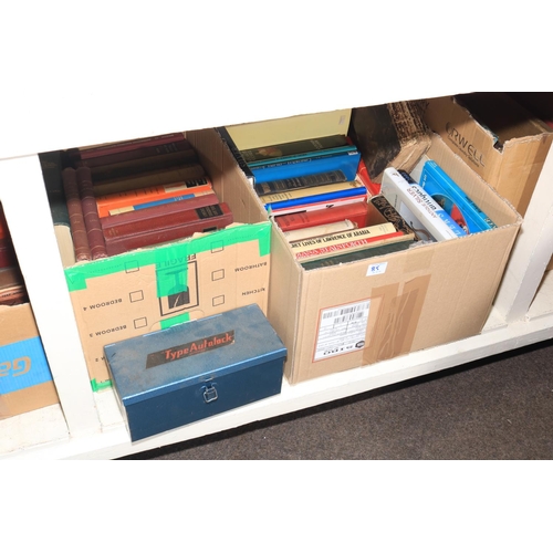 85 - Eleven boxes of assorted books including Halifax Antiquarian Society books, book son Yorkshire, Anti... 