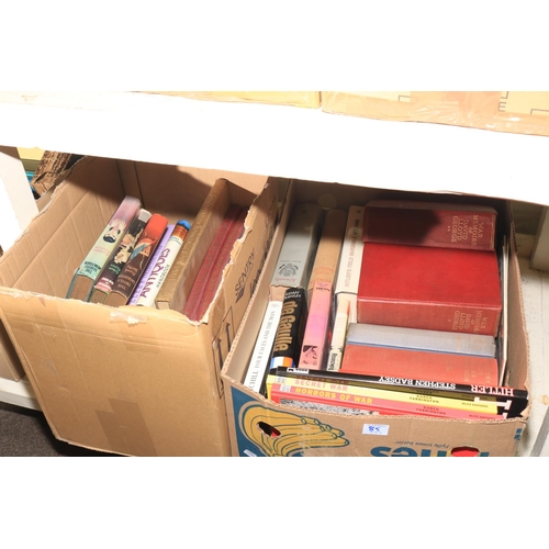 85 - Eleven boxes of assorted books including Halifax Antiquarian Society books, book son Yorkshire, Anti... 