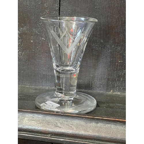 184 - Antique Masonic toasting glass.