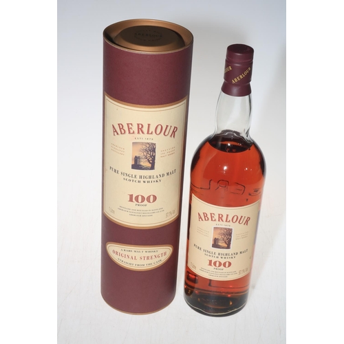 244 - Bottle of Aberlour 100 single malt scotch whisky.