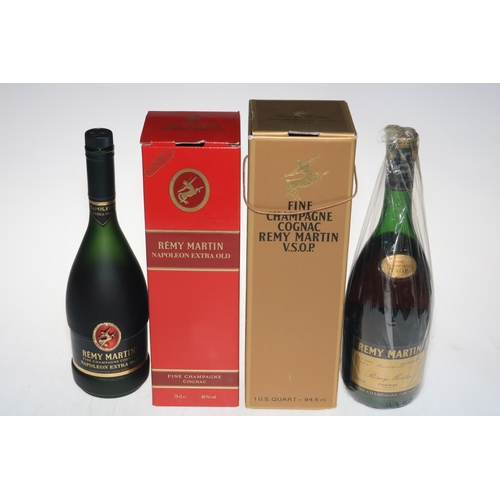 245 - Bottle of Remy Martin Fine Champagne Cognac together with an open bottle of Remy Martin.