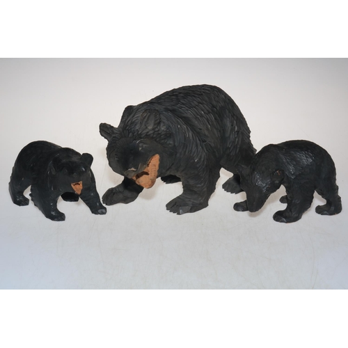 254 - Three large Black Forest style bears.