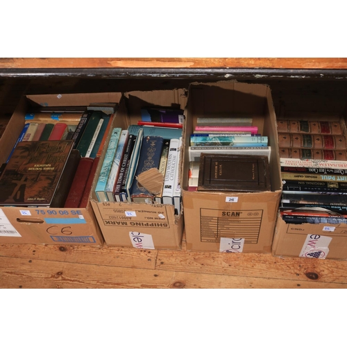 26 - Ten boxes of mostly religious books including Catholicism.