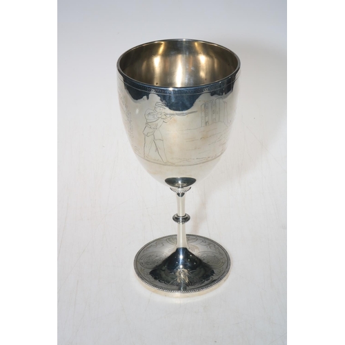 263 - Victorian silver trophy cup presented to the Scarborough Rifle Volunteers 1861, engraved with shooti... 