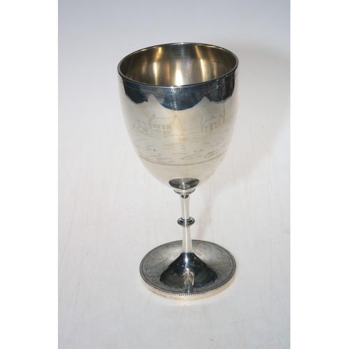 263 - Victorian silver trophy cup presented to the Scarborough Rifle Volunteers 1861, engraved with shooti... 