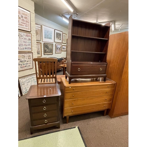 370 - Stag Minstrel four drawer pedestal chest and Stag single drawer open bookcase (2).