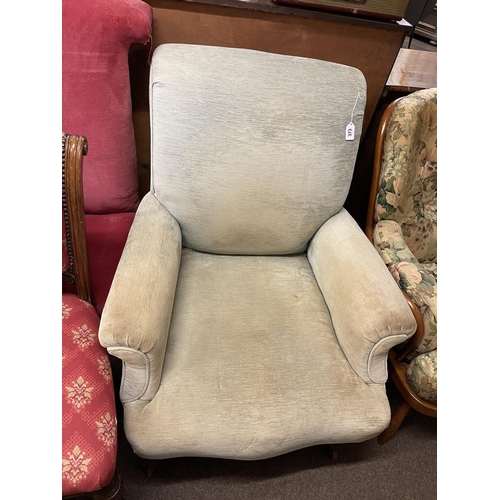 373 - Victorian easy chair on turned legs.