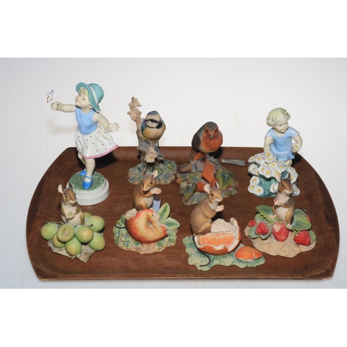 4 - Royal Worcester Sabbath Child and May, four Border Fine Art Mice groups and two Border Fine Arts Bir... 