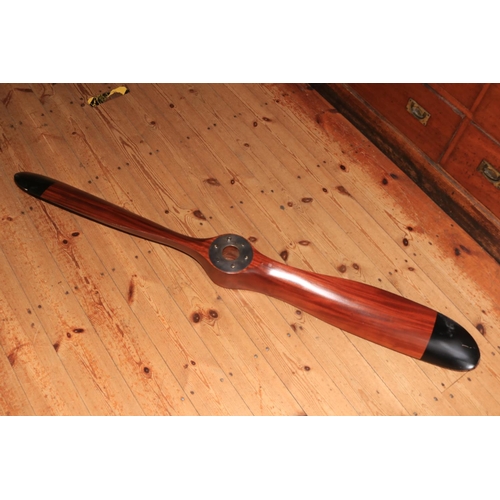 Mahogany model of an aircraft propeller, 148cm length.