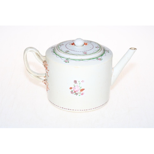 137 - Large 18th Century Chinese teapot decorated with floral design.