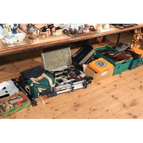 28 - Large collection of photographic equipment including cased Canon F1 camera, lenses and accessories, ... 