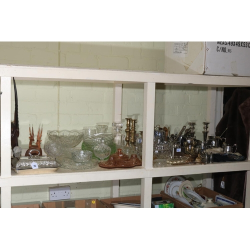 68 - Sheepskin and fur coat, Piquot wares, glass, carved tribal interest, metalwares, etc.