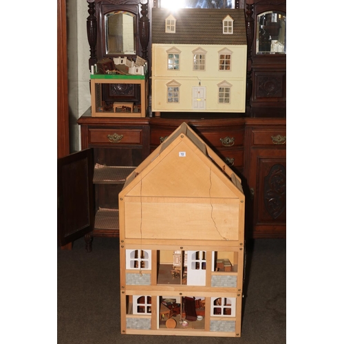 72 - Two dolls houses with furnishings.