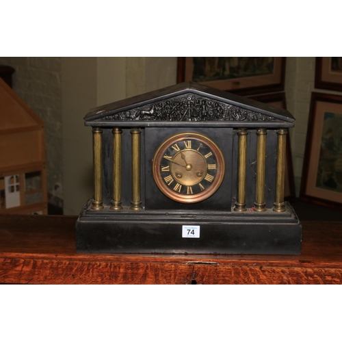74 - Victorian slate mantel clock.