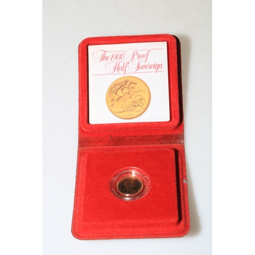 11 - 1980 proof Royal Mint half sovereign with certificate.