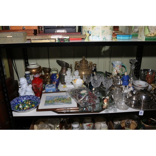 116 - Collection of decorative pottery, metalwares, marbles, postcards, glasswares, etc.