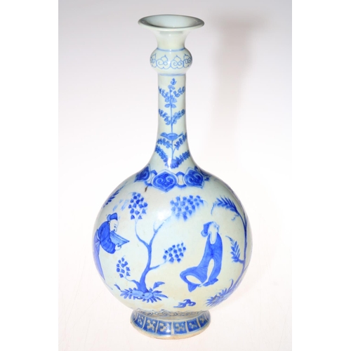 176 - Chinese Kangxi period blue and white vase decorated with figures in landscape, 37cm high.