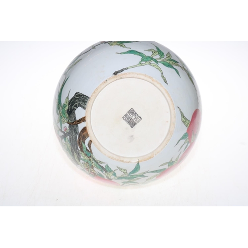 178 - Large Chinese ovoid vase decorated with fruit trees and famille rose on white ground, 35cm.