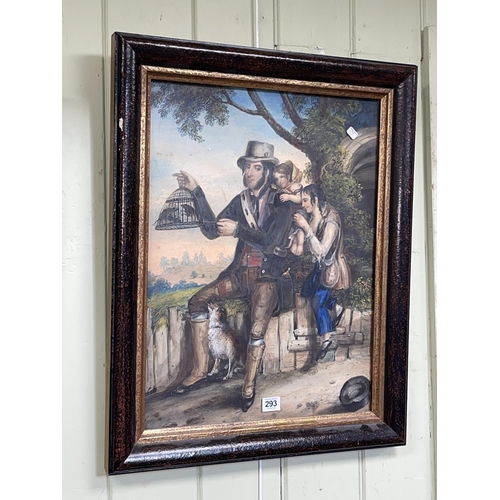 293 - Jack Black The Rat Catcher and his Wife, mid Victorian pair portrait paintings, 52cm by 39cm, in gla... 