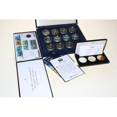 33 - Five silver proof 'History of the RAF' £5 coins with COAs, Jubilee Mint 100th Anniversary of the RAF... 