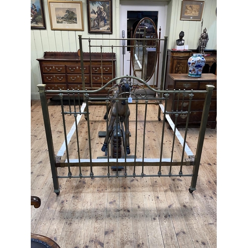 373 - Edwardian brass double bedstead.