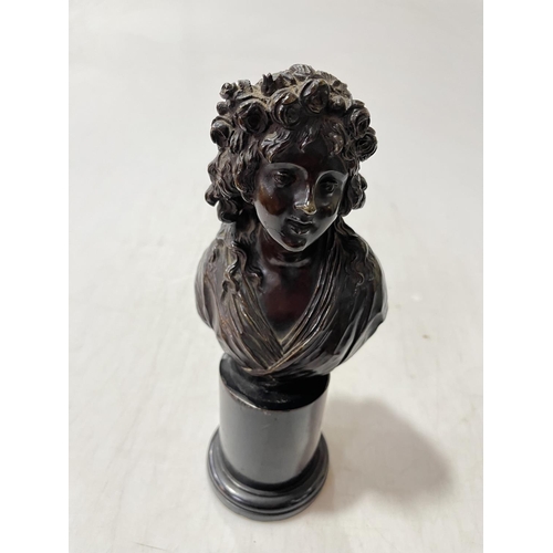 215 - Bronze bust signed Clodion on wood plinth, 26cm.