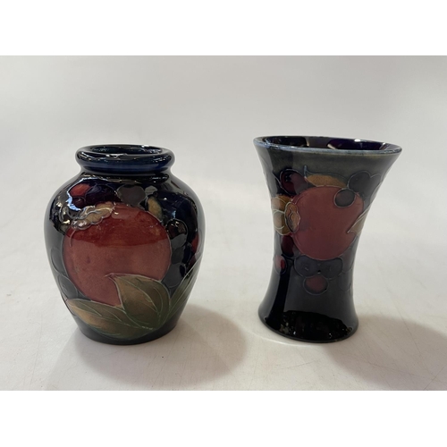 267 - Moorcroft pomegranate mini vase, 8.25cm, mini trumpet vase, 9cm, onion shape vase, signed, 8.25cm, f... 