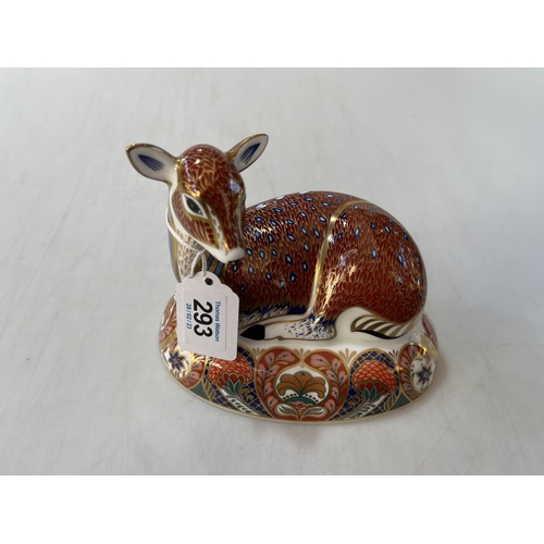 293 - Royal Crown Derby Collectors Guild Deer paperweight, 16cm across.