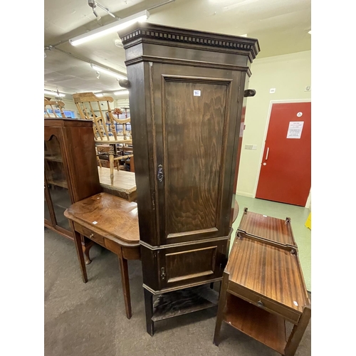 351 - Late Victorian glazed two door bookcase, 19th Century mahogany fold top tea table and two door stand... 