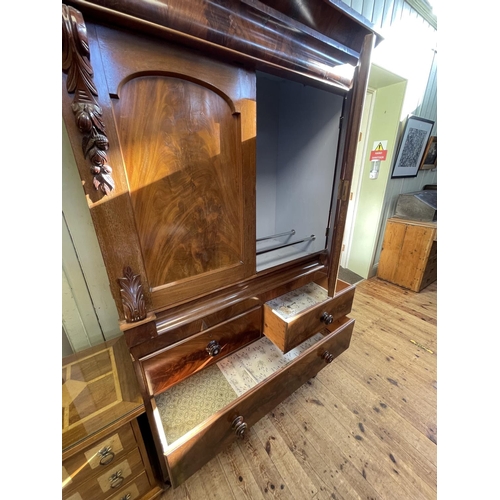 431 - Victorian gents wardrobe having two cupboard doors above two short and two long drawers, 198cm by 12... 