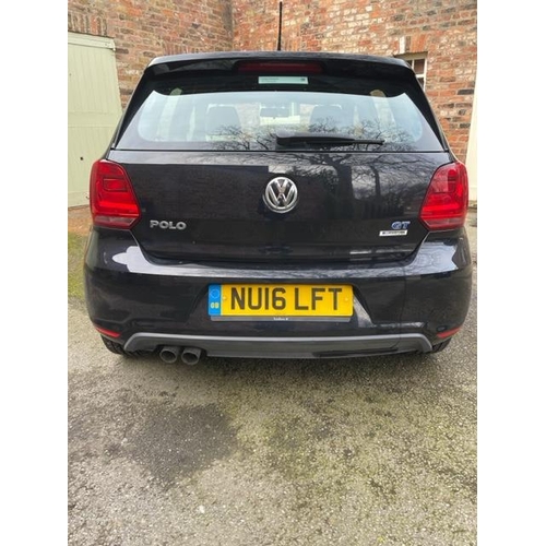 1 - Volkswagen Polo Blue GT five door DSG hatchback petrol car 1395cc in black, Registration Number NU16... 