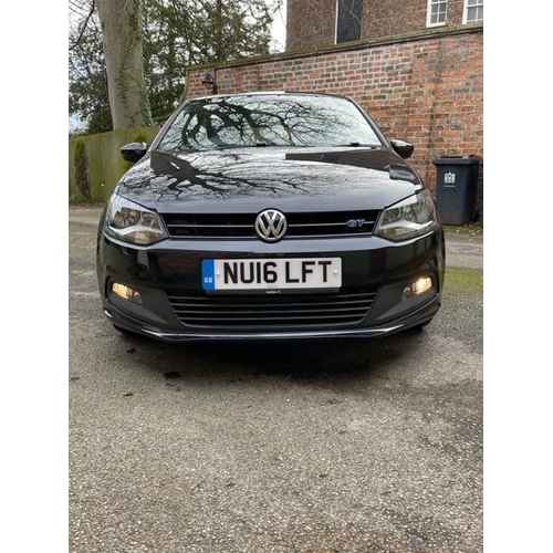 1 - Volkswagen Polo Blue GT five door DSG hatchback petrol car 1395cc in black, Registration Number NU16... 