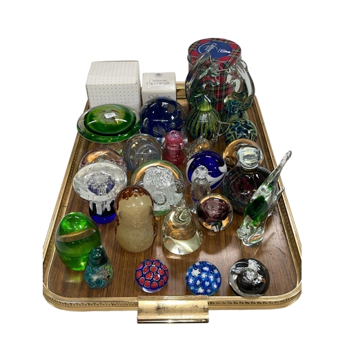 12 - Collection of glass paperweights including Mdina and Caithness.