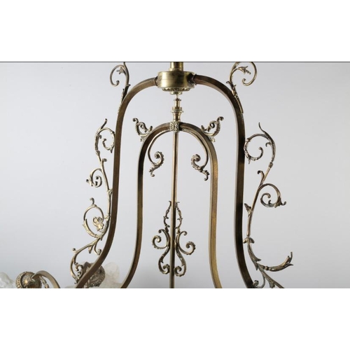 184 - Large ornate gilt metal six branch centre ceiling light.