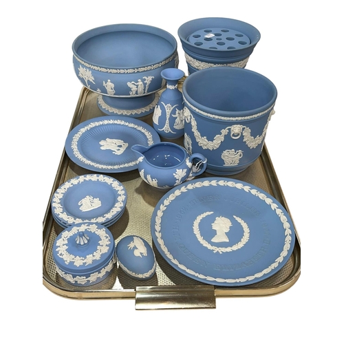 19 - Twelve pieces of Wedgwood Blue Jasperware.