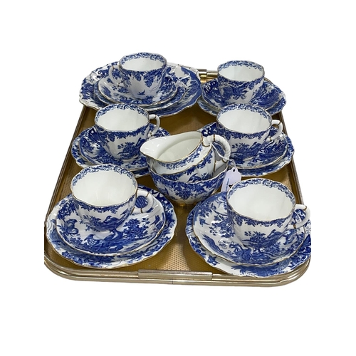 4 - Royal Crown Derby blue and white 'Blue Aves' half tea set.