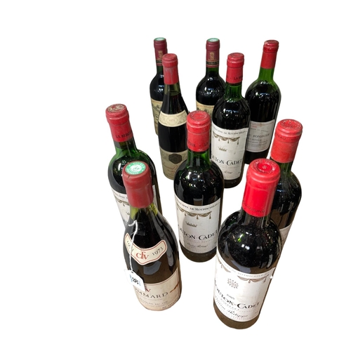 56 - Ten bottles of red wine including Rothschild Mouton Cadet.